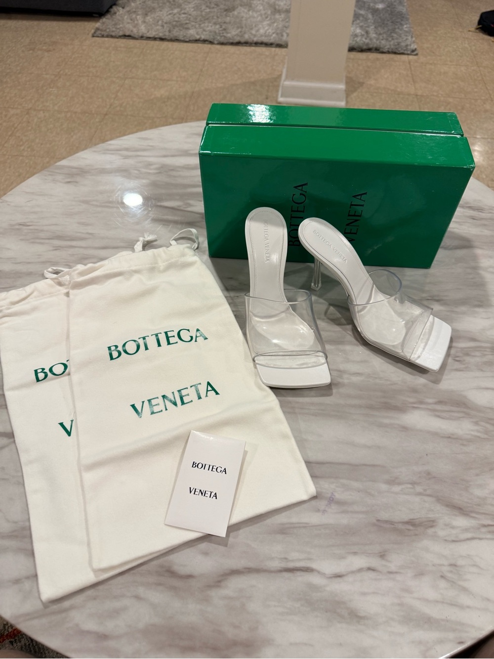 Bottega Veneta Stretch White Clear
Strap Square Toe Mule size 38